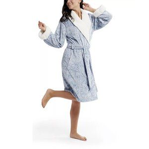 INK + IVY Women's Paisley Plush Sherpa 42" Wrap Robe sz S/M Small / Medium $68
